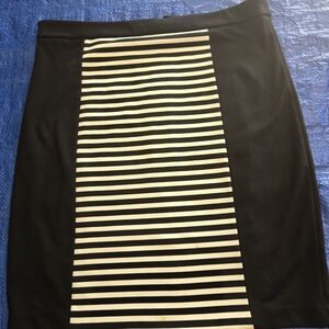 Calvin Klein Black and White Striped Pencil Skirt